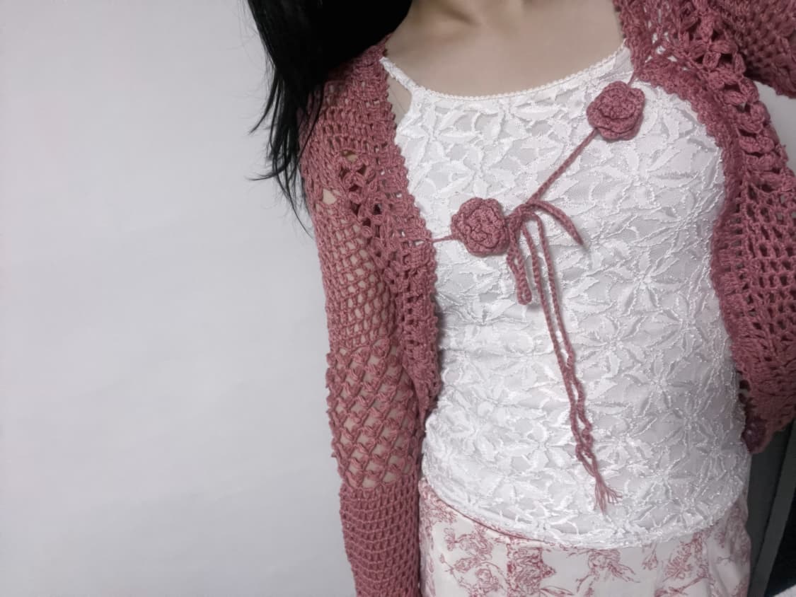 pink flower knit cardigan 상품이미지2