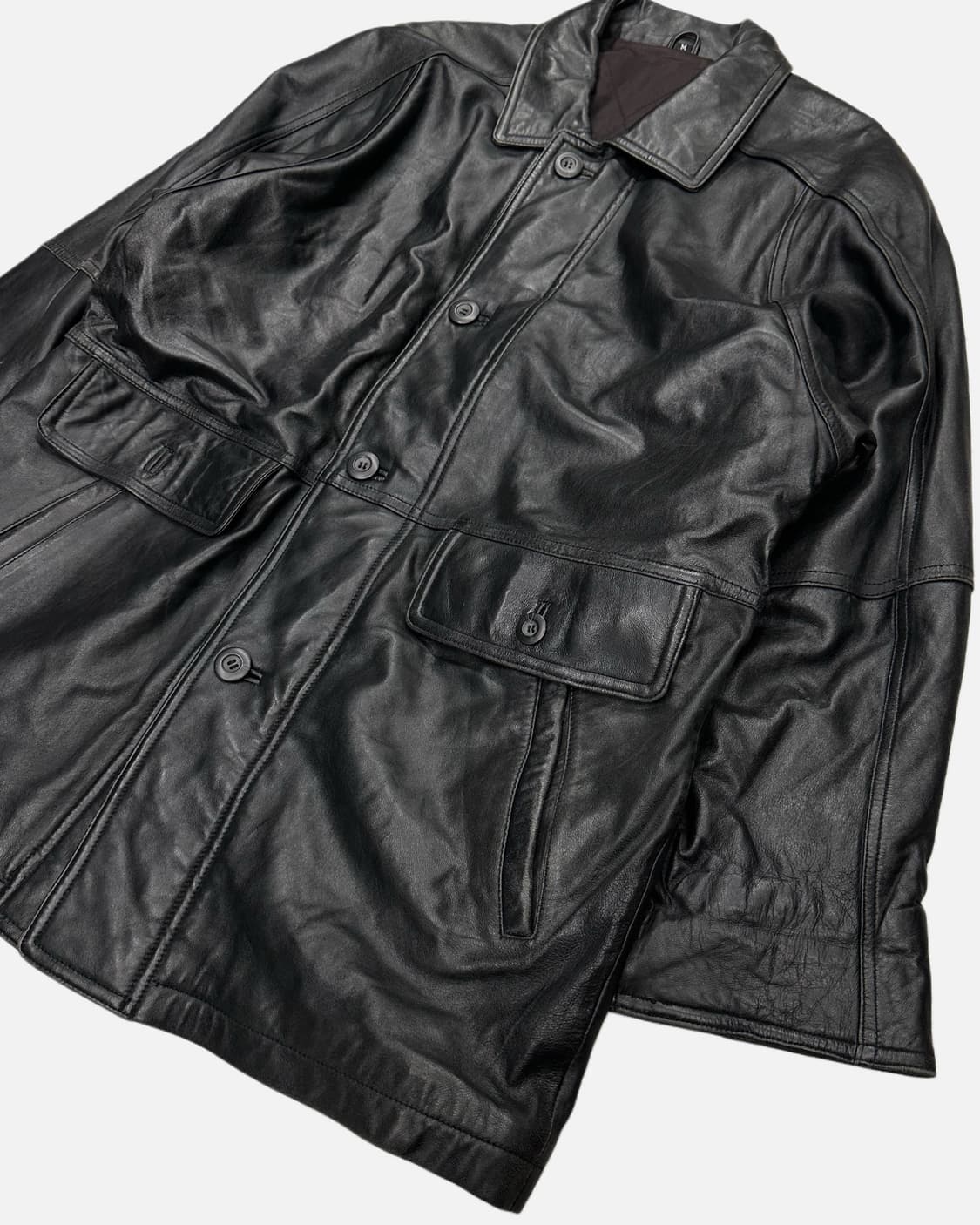 sheep skin black leather coat 상품이미지2