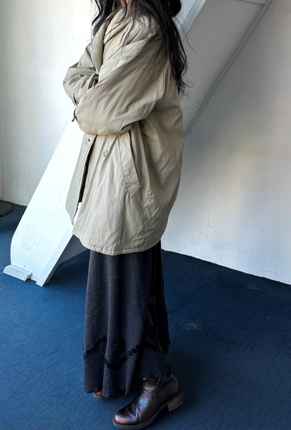 Padded over design double parka 상품이미지10