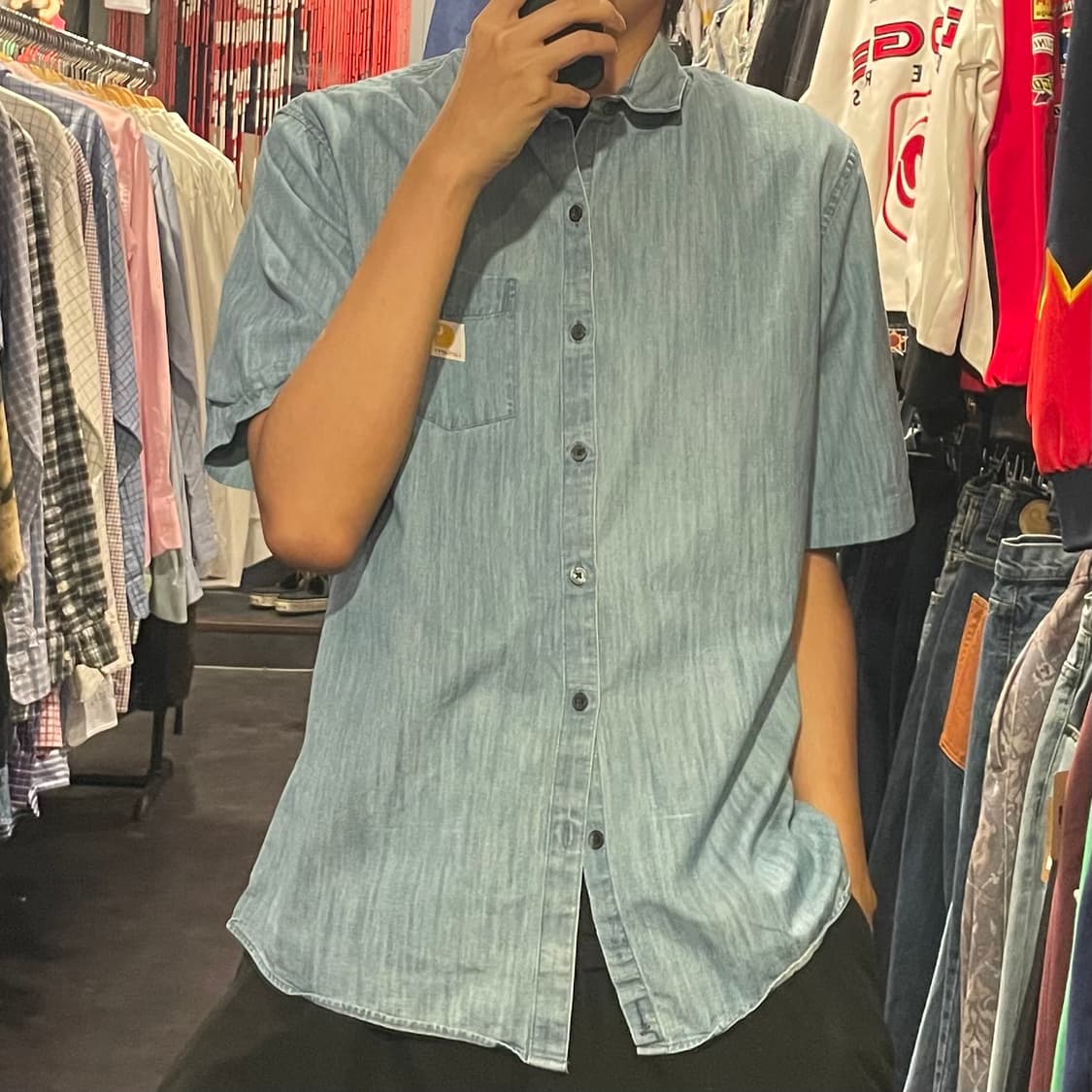 [IM] carhartt 칼하트 연청 데님 반팔셔츠 상품이미지4