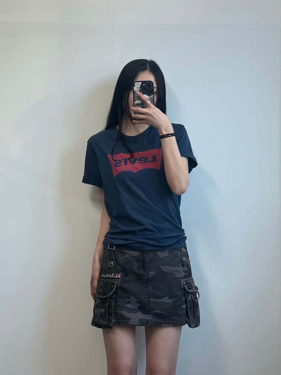 리바이스 박스로고 네이비 반팔 티셔츠 상품이미지1