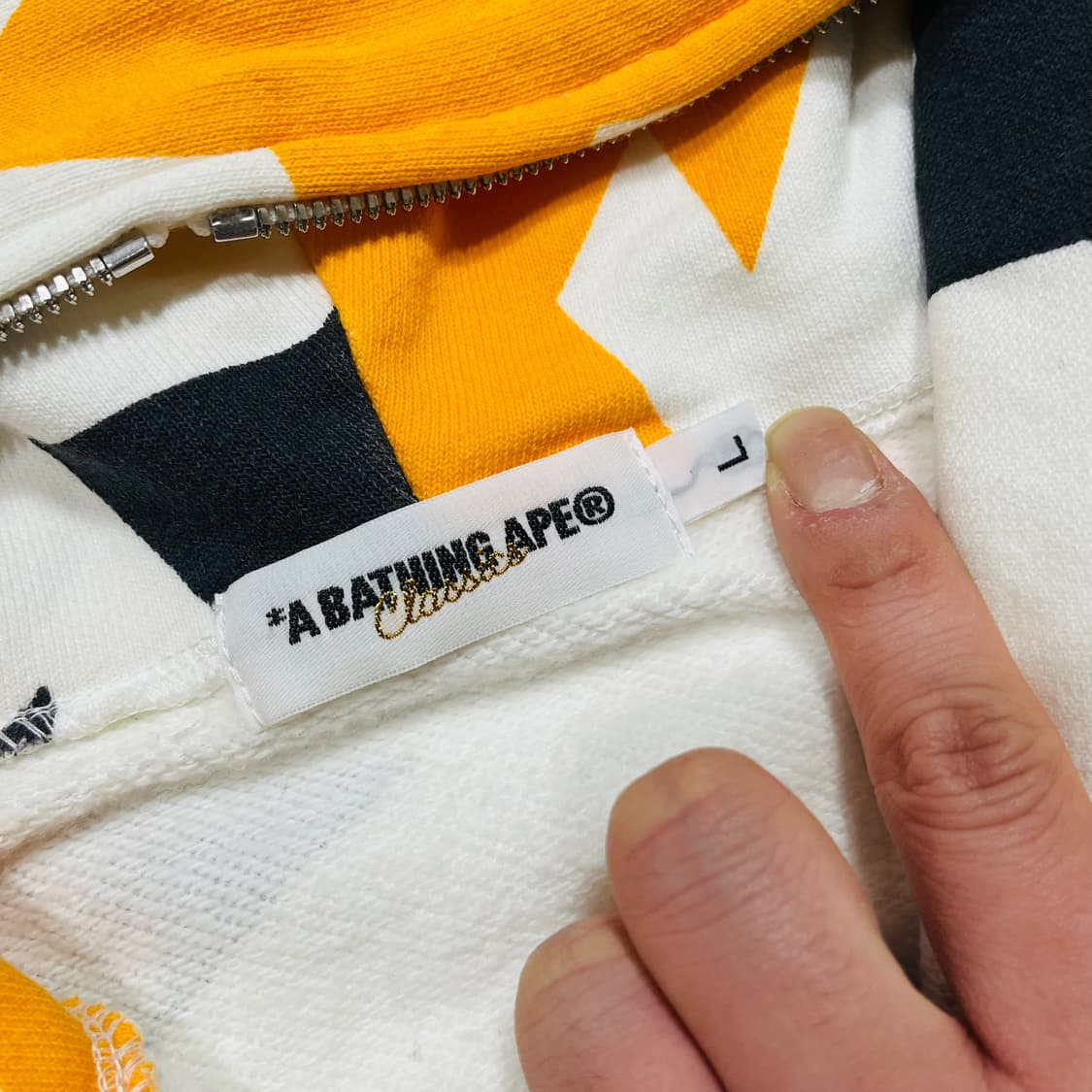 베이프 OG 멀티 스타 투웨이 화이트 후디 집업 상품이미지6