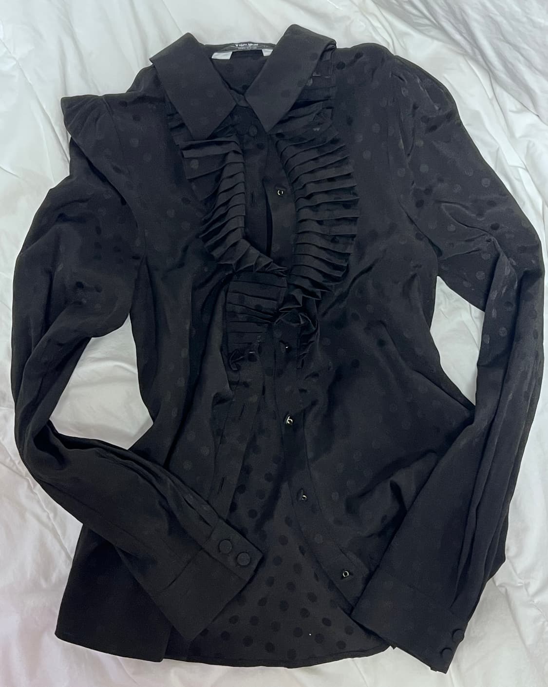 앤아더 스토리즈 검정 도트 프릴 브랄우스  상품이미지1