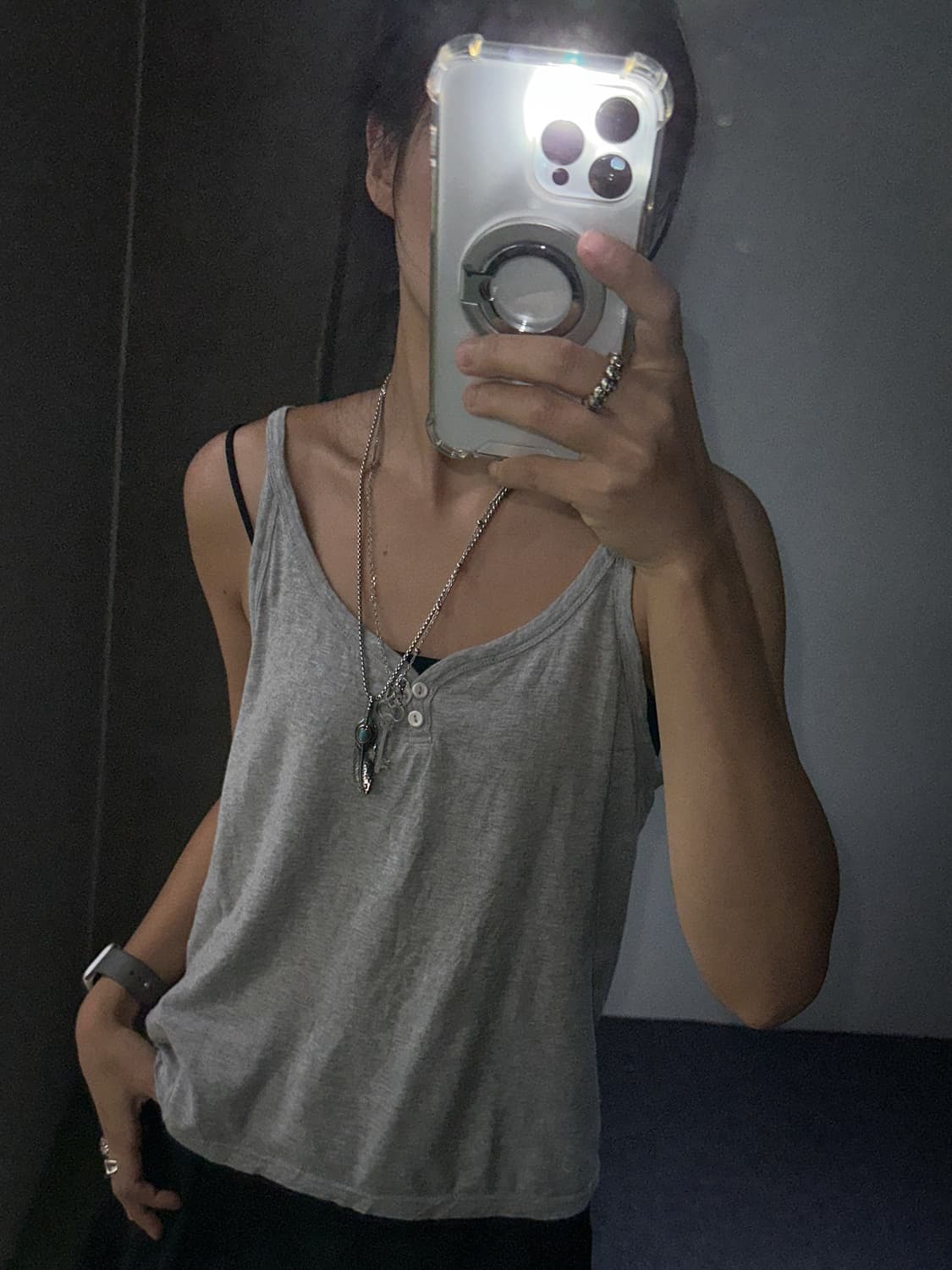 gray cotton sleevless 상품이미지3