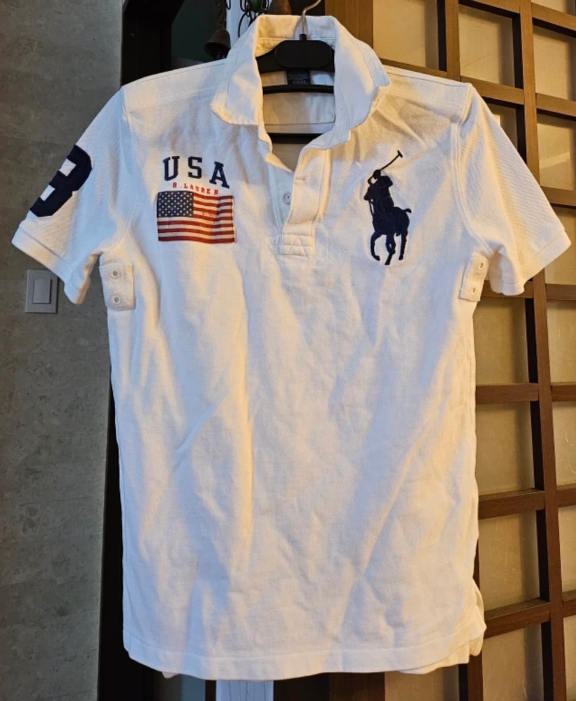 정품 폴로랄프로렌 성조기 빅포니 화이트 카라 반팔티 M 상품이미지1