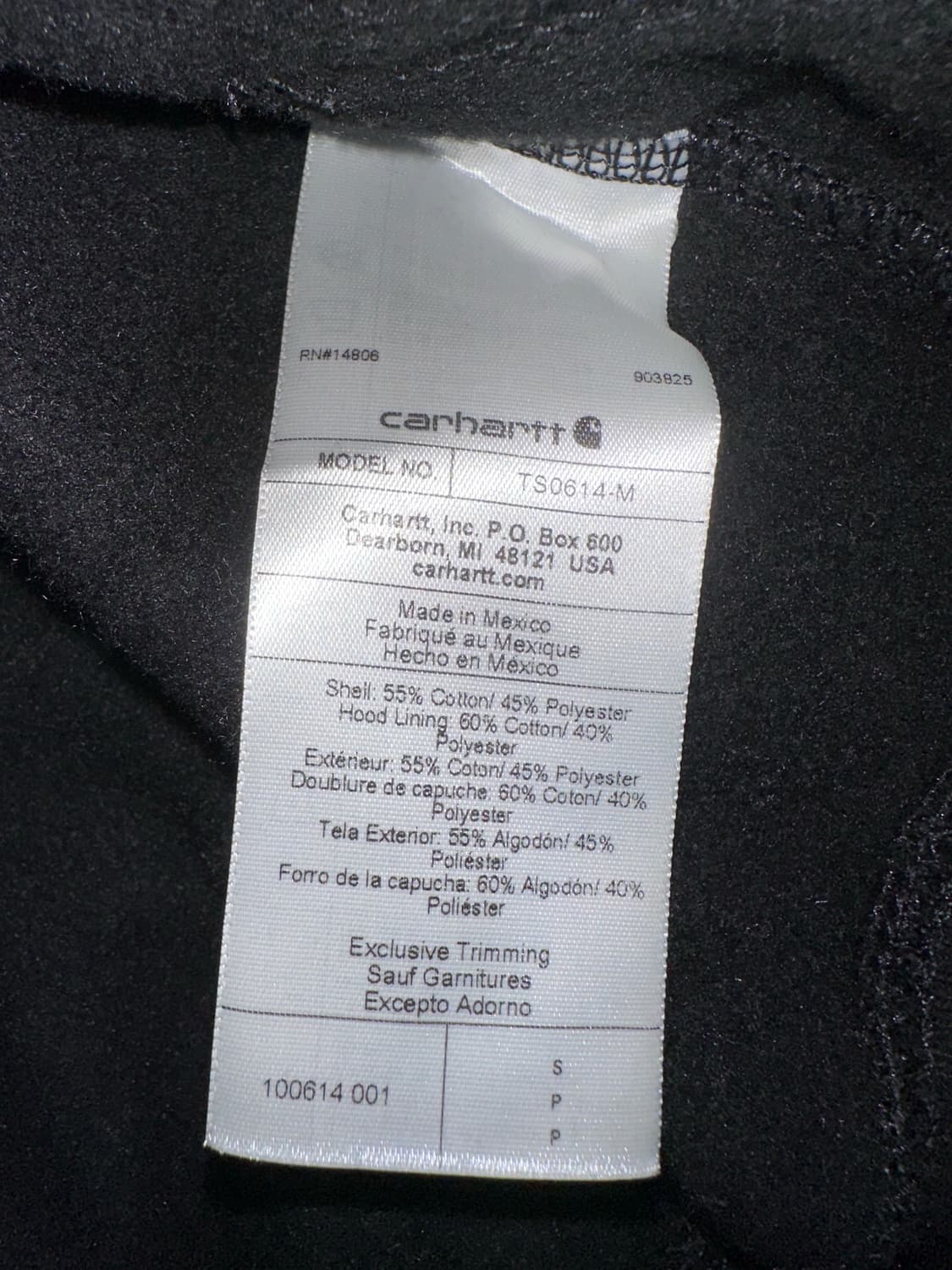칼하트 블랙 후드집업 상품이미지2