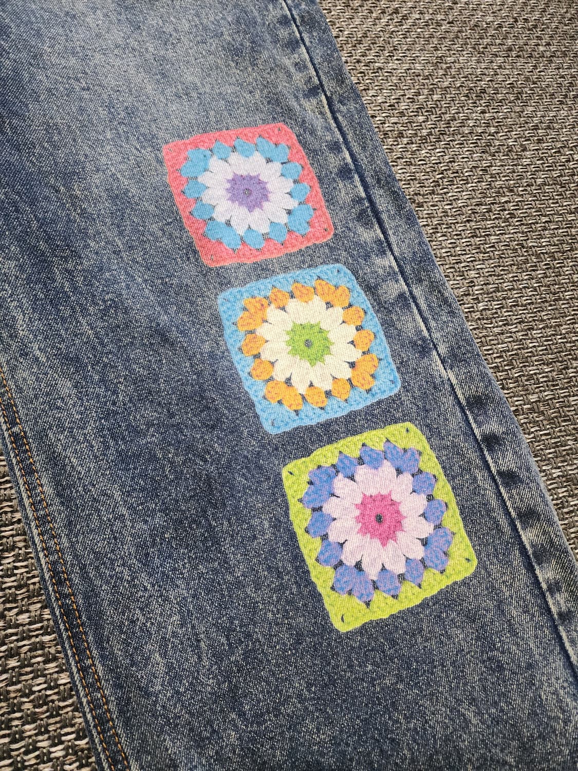 로씨로씨x 그래피커스크로셰 패치 데님 팬츠 L 상품이미지5