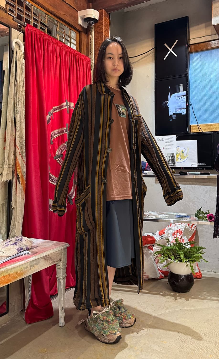 CMMN SWDN 스트라이프 로브 코트 (New) 상품이미지3