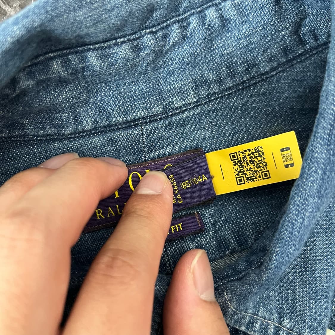 폴로랄프로렌 샴브레이 QR 청 데님 셔츠 상품이미지5