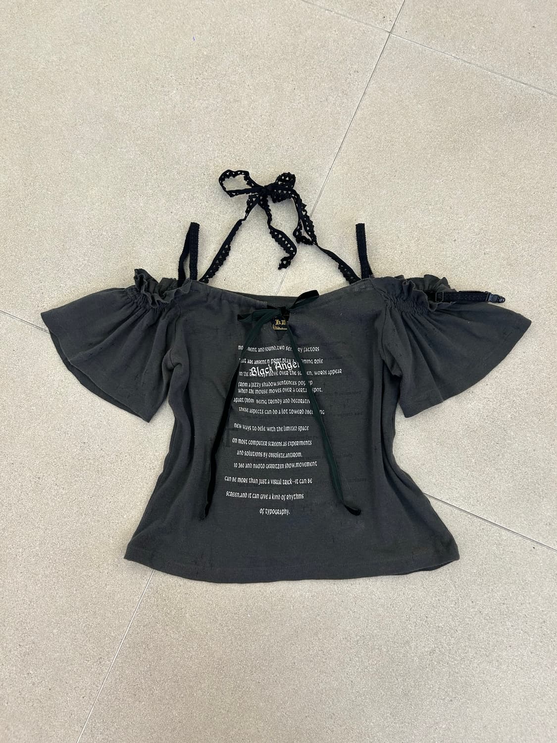 h.naoto 그레이 레터링 옾숄 반팔 상품이미지1