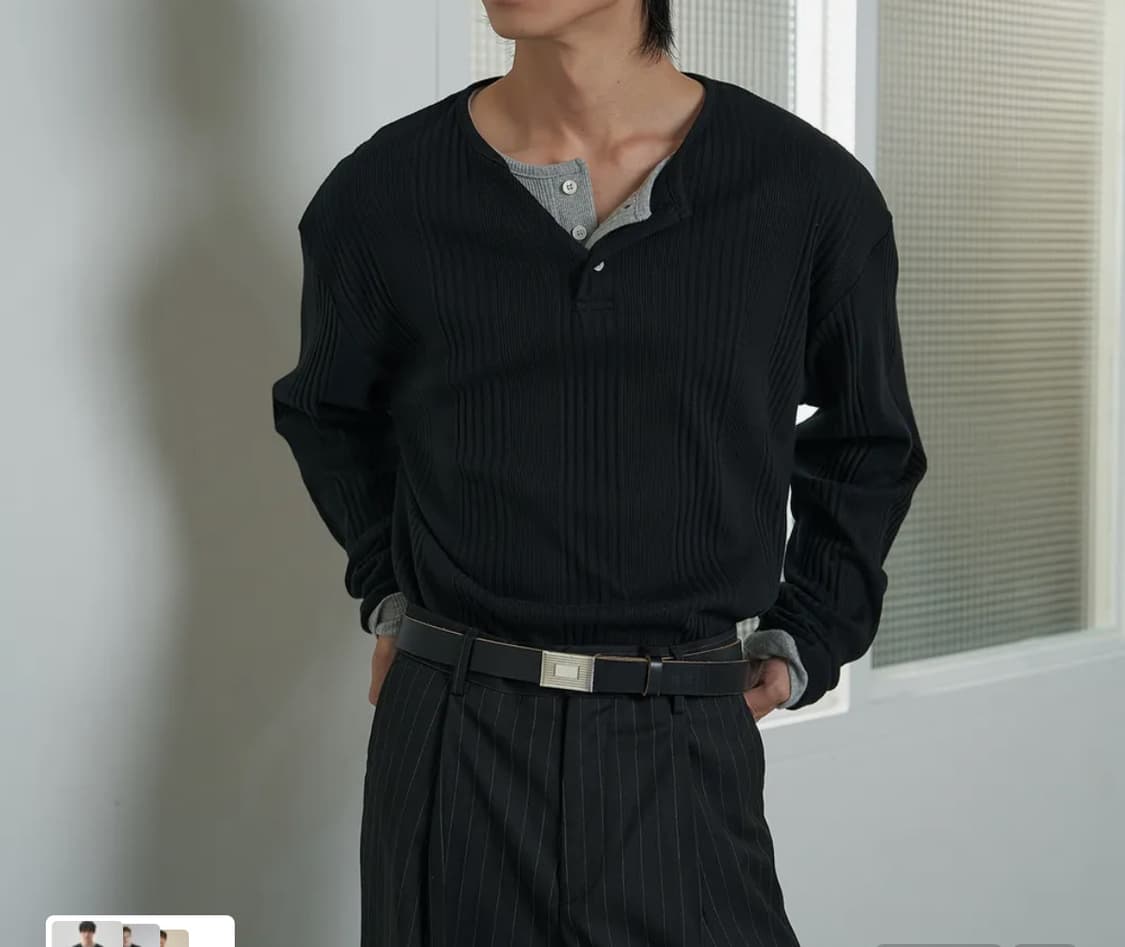 새상품) 주앙옴므 헨리넥 롱슬리브 세트 M 사이즈 팝니다. 상품이미지1