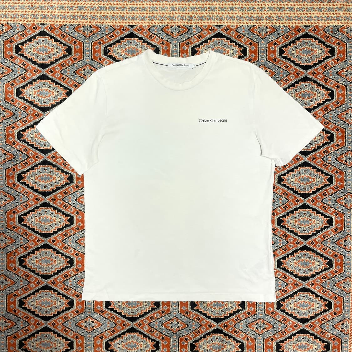 캘빈클라인 스몰로고 화이트 말랑면 반팔티셔츠 남성M 상품이미지1