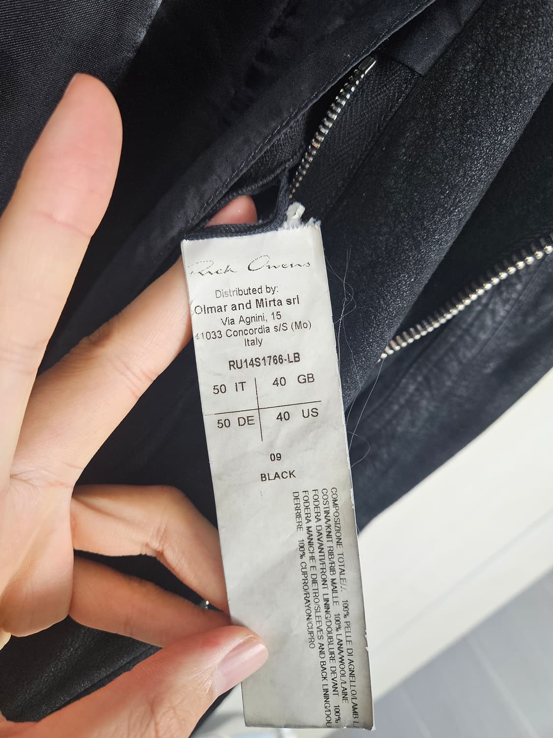 릭오웬스 불렛 스쿠버 레더 후드 사선집업 50 사이즈 상품이미지4