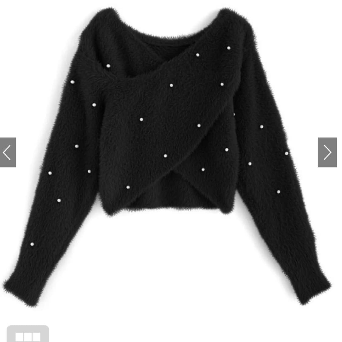 GRL 일본빈티지)스나계st 블랙 양산형지뢰계 진주 부클 크롭 랩 니트 상품이미지1