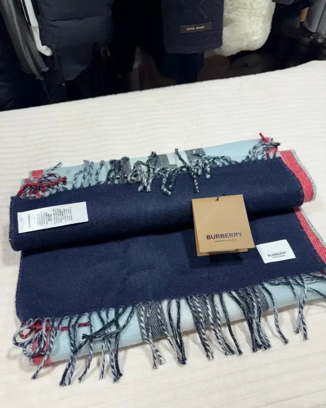 버버리 캐시미어 스카프 페일 블루 상품이미지1