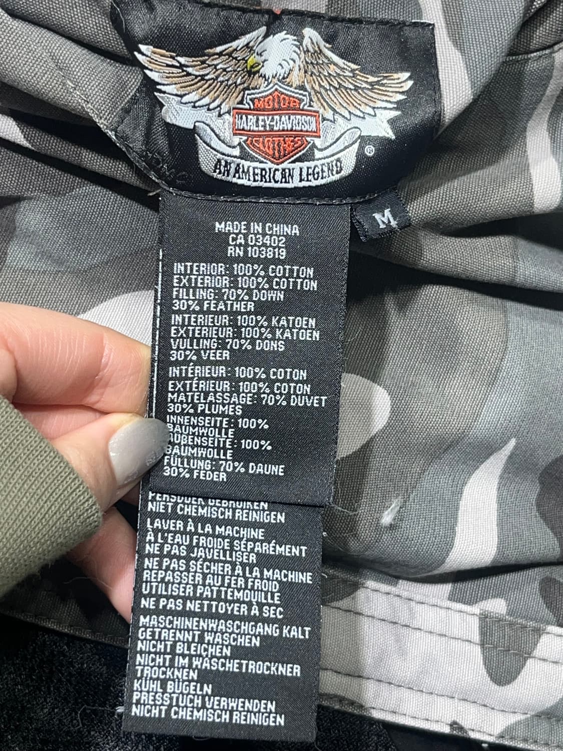 할리데이비슨 카모&블랙 양면 다운 자켓 상품이미지10
