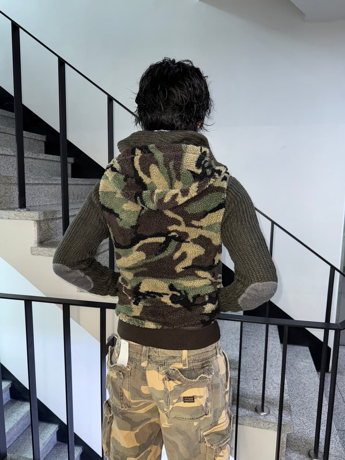 camo fleece zipup vest 상품이미지3