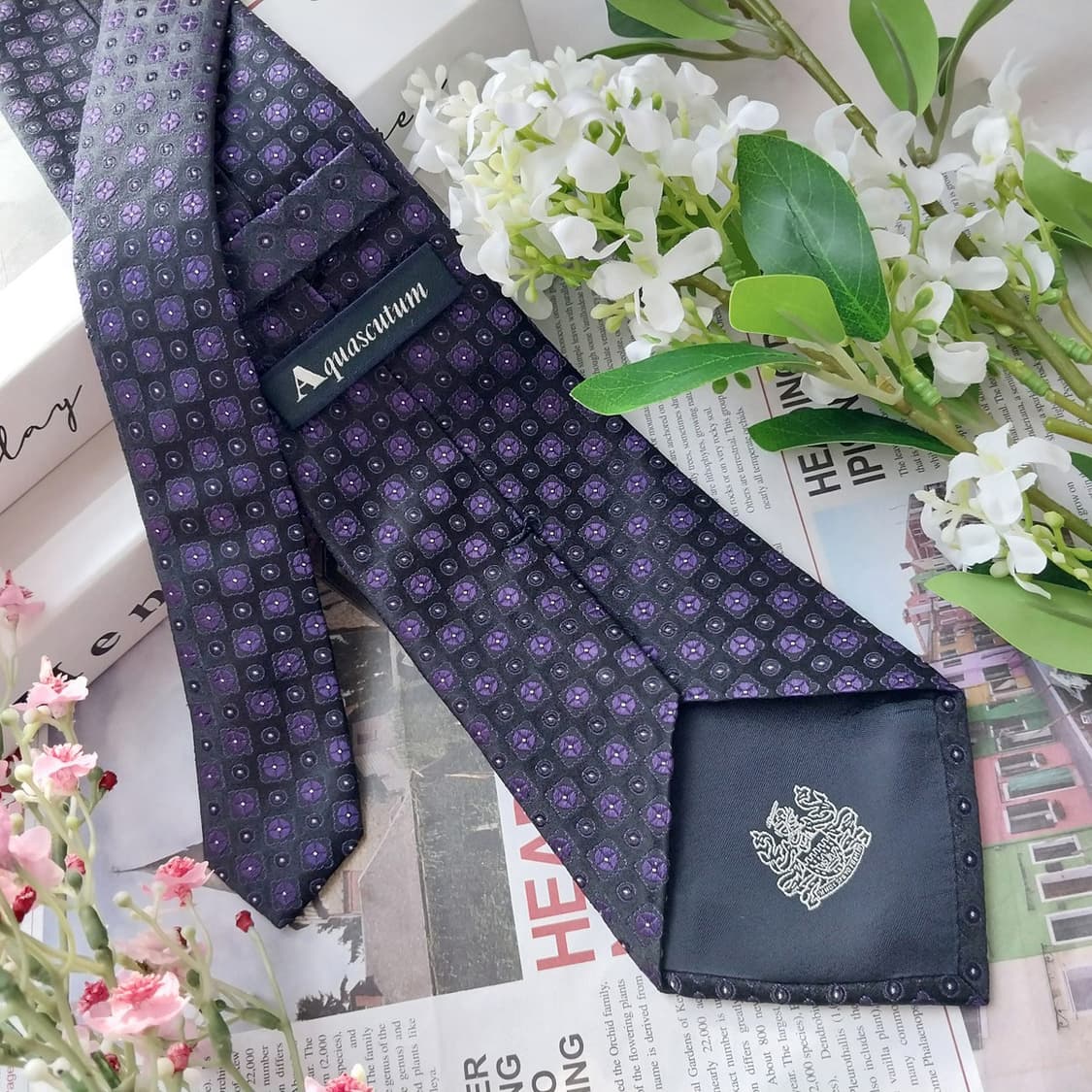 아쿠아스큐텀 실크 퍼플&블랙 그라데이션 넥타이 9cm A+등급 K1512 상품이미지6