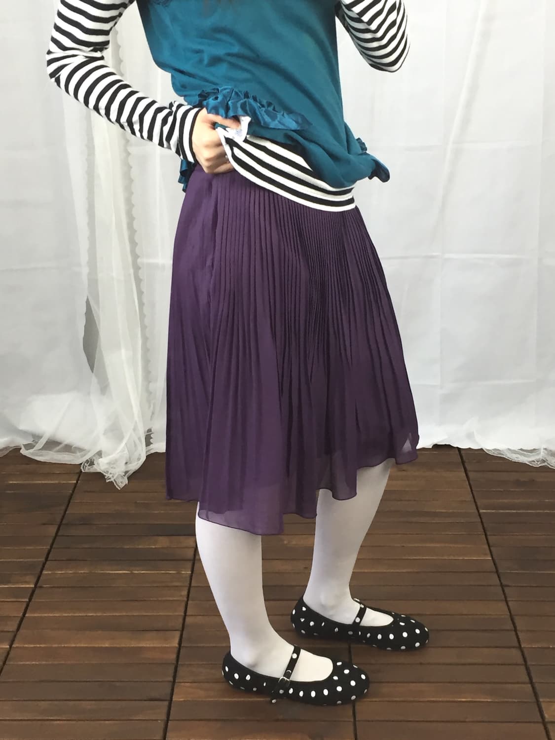 'C.d.s Basic' Purple Midi Skirts 상품이미지3