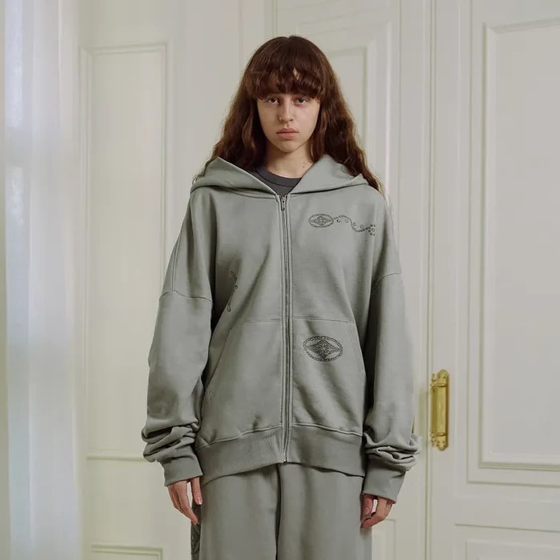 (택O) 더포르타 그래픽 워시드 후드집업 (애쉬 카키) 상품이미지3