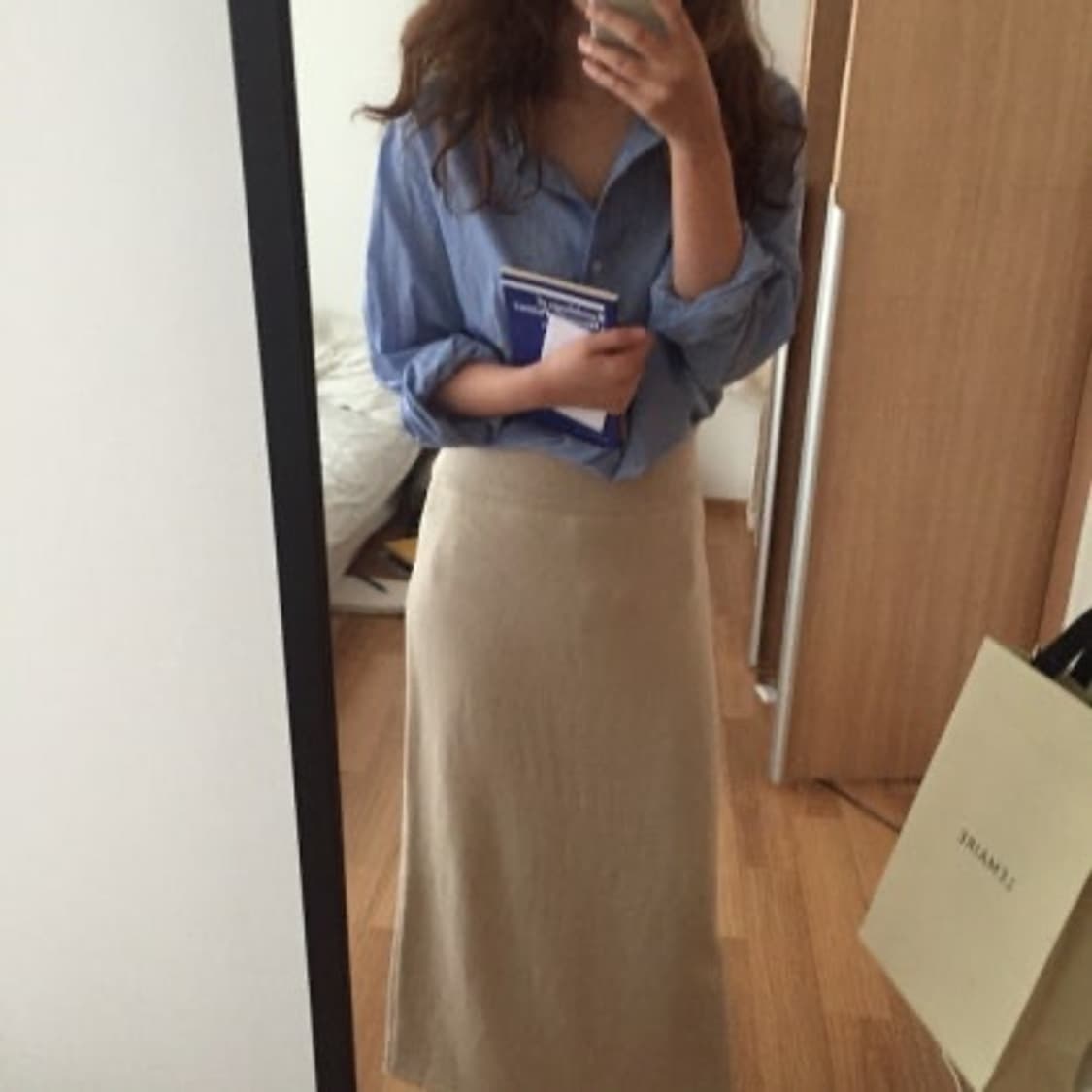 mone 모네 리본빛 스트라이프 블루 썸머 오버핏 셔츠 상품이미지3
