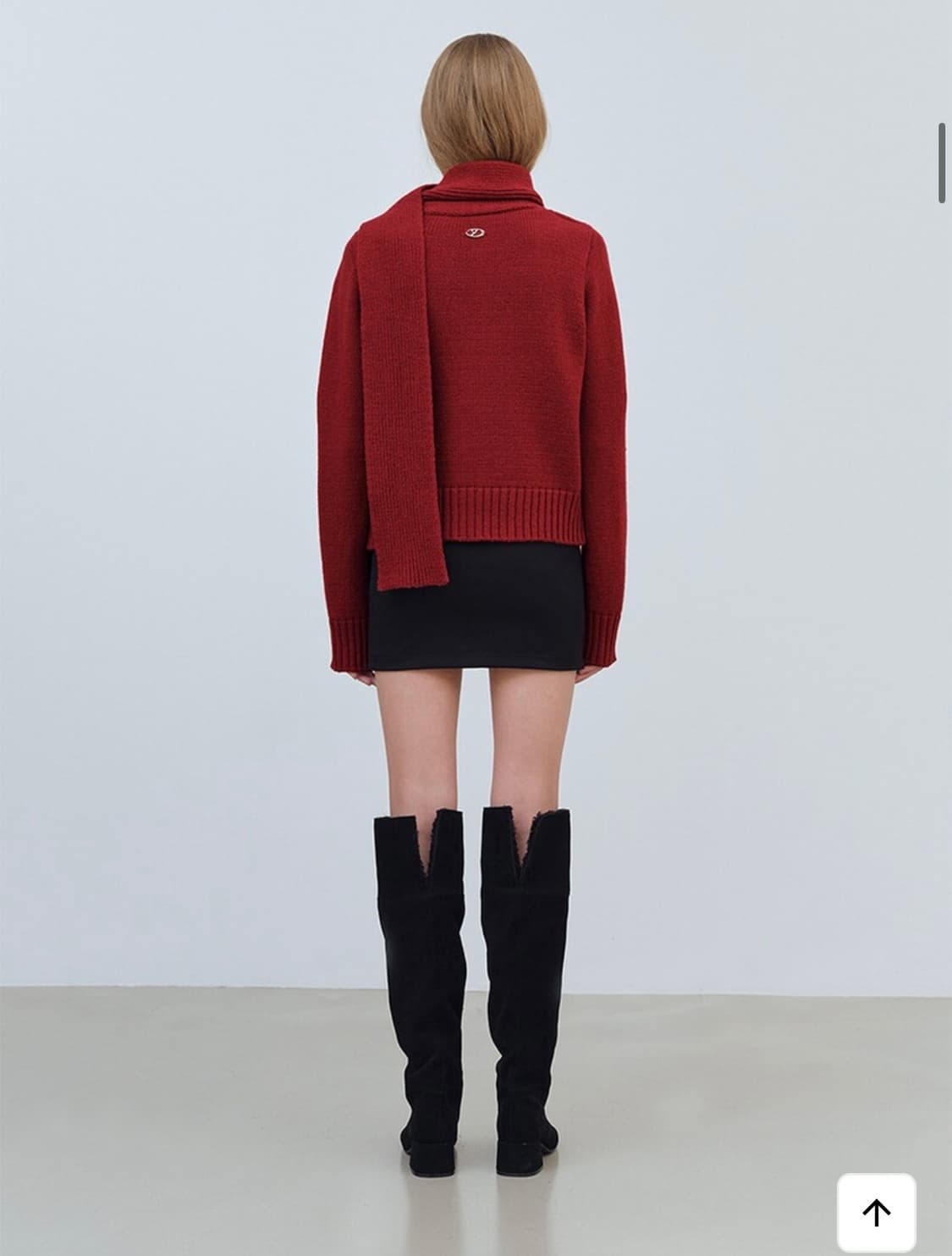 유즈 울 머플러 니트 가디건 레드 상품이미지2