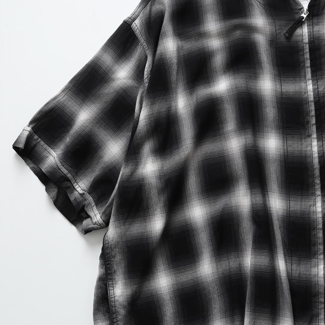 HINSON Ombre Check Zip S/S Shirt 상품이미지6