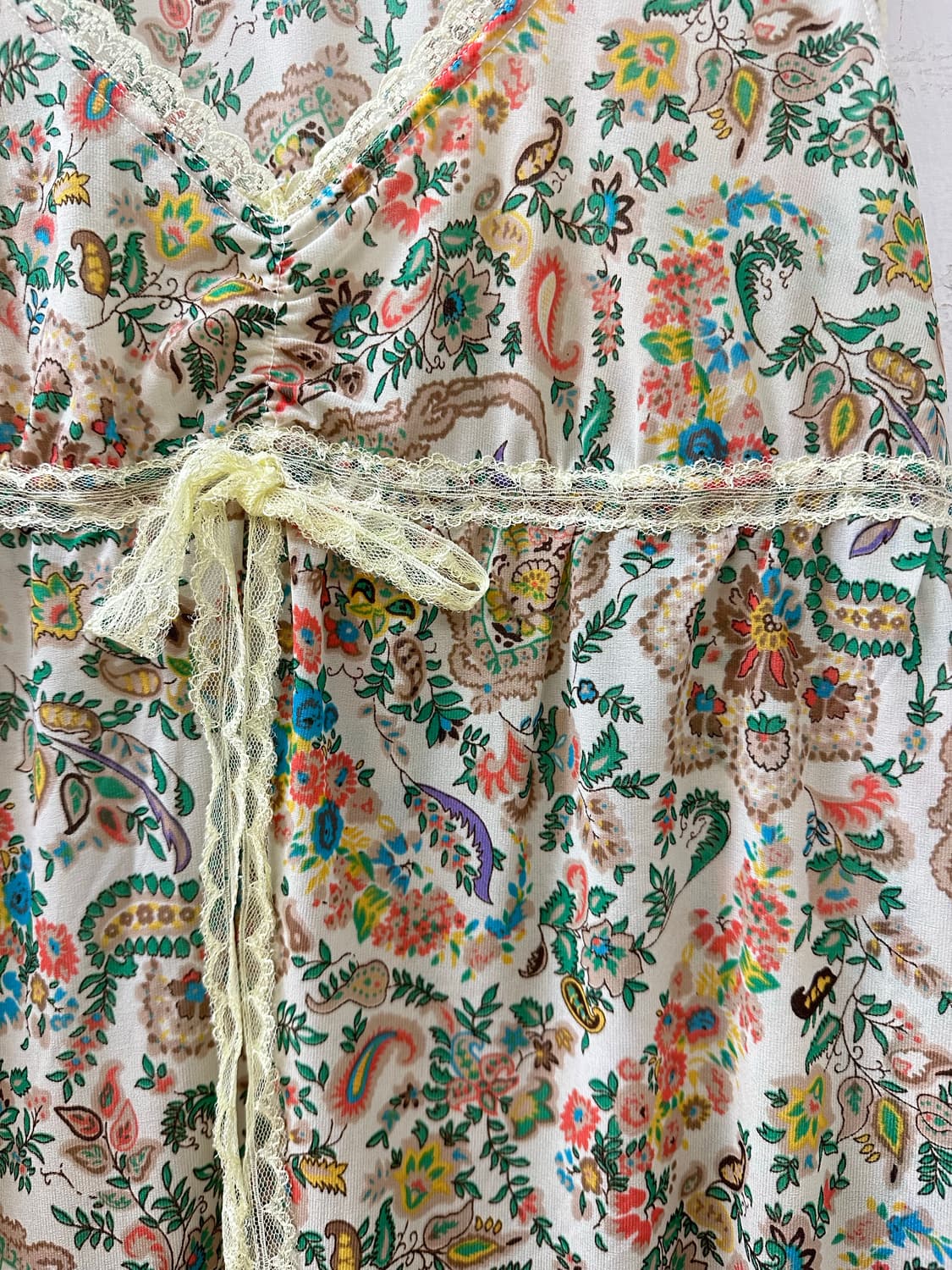 일본빈티지 에스타콧estacot페이즐리 레이스 스트링 슬리브리스 원피스 상품이미지3