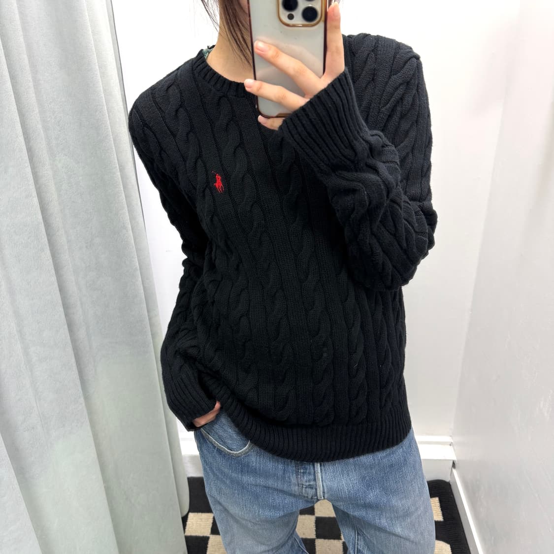 폴로 블랙 케이블 니트 상품이미지2