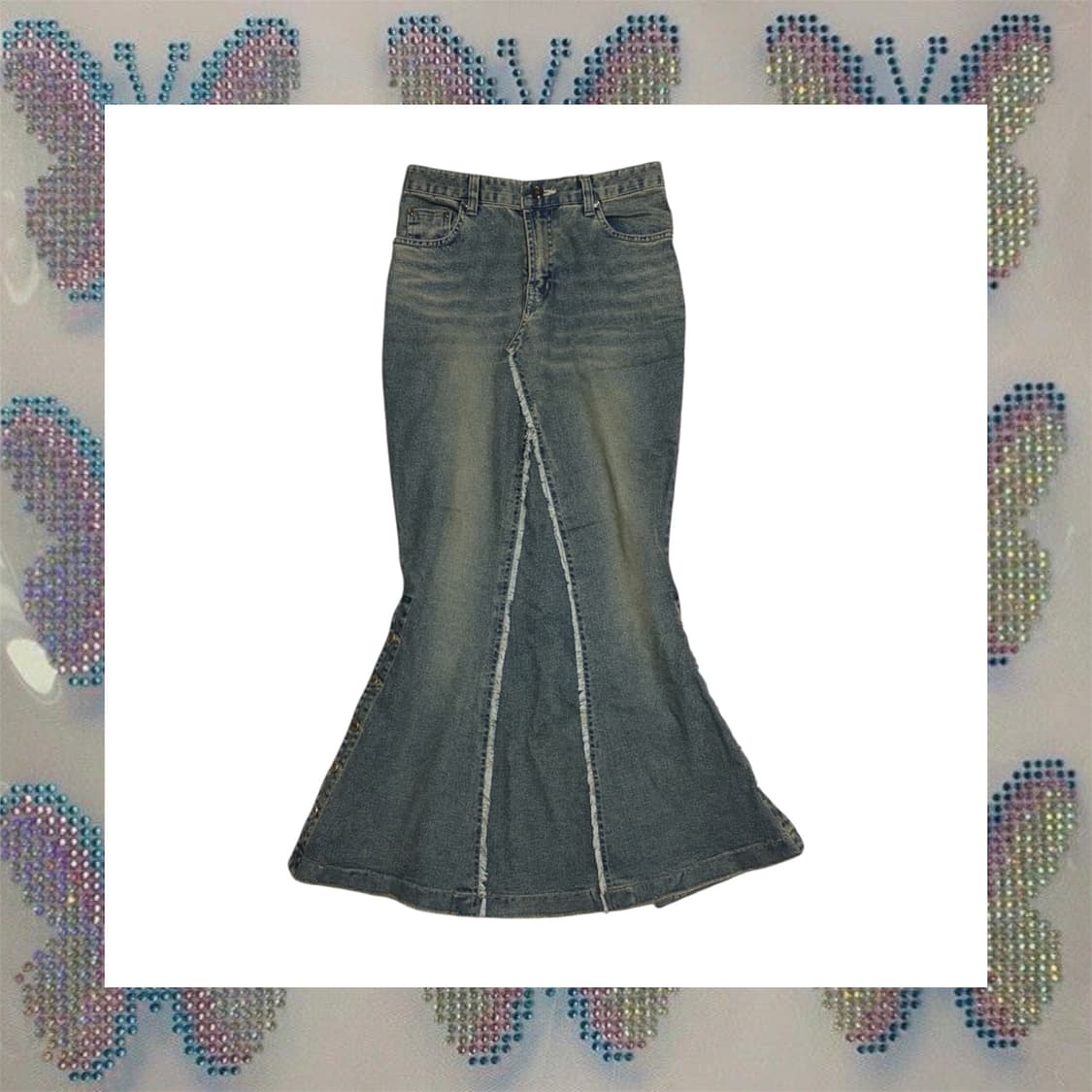 사이드 스냅 머메이드 데님 스커트 상품이미지1