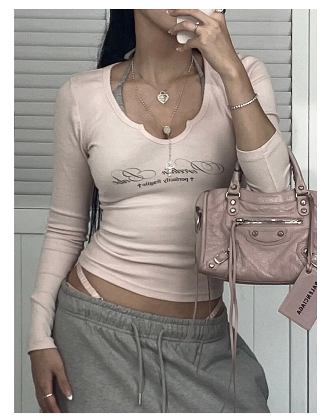 엔젤넘버555 엔넘파 프레일 티셔츠 핑크 상품이미지1