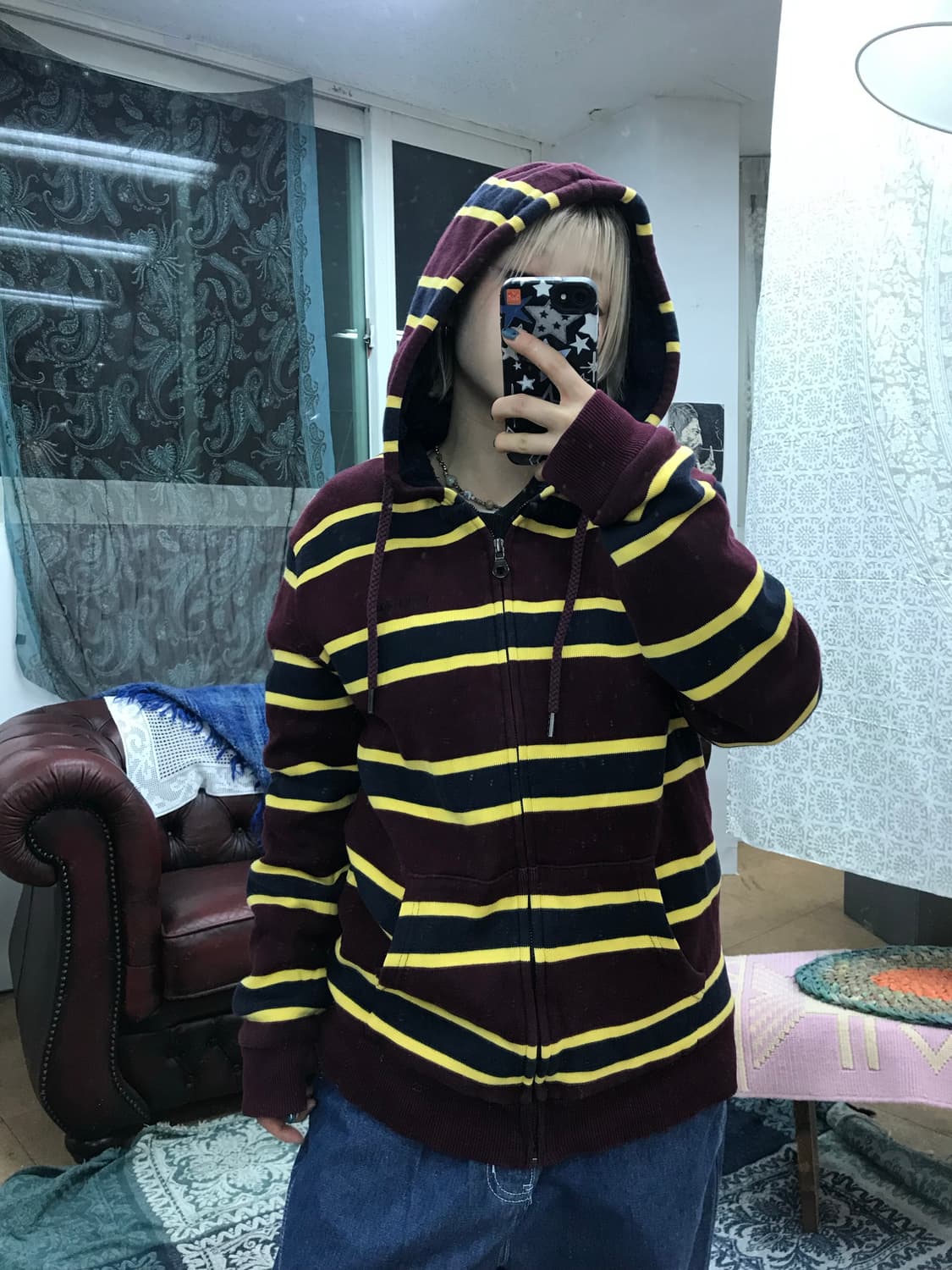 폴햄 스트라이프 양털 기모 후드집업  상품이미지2