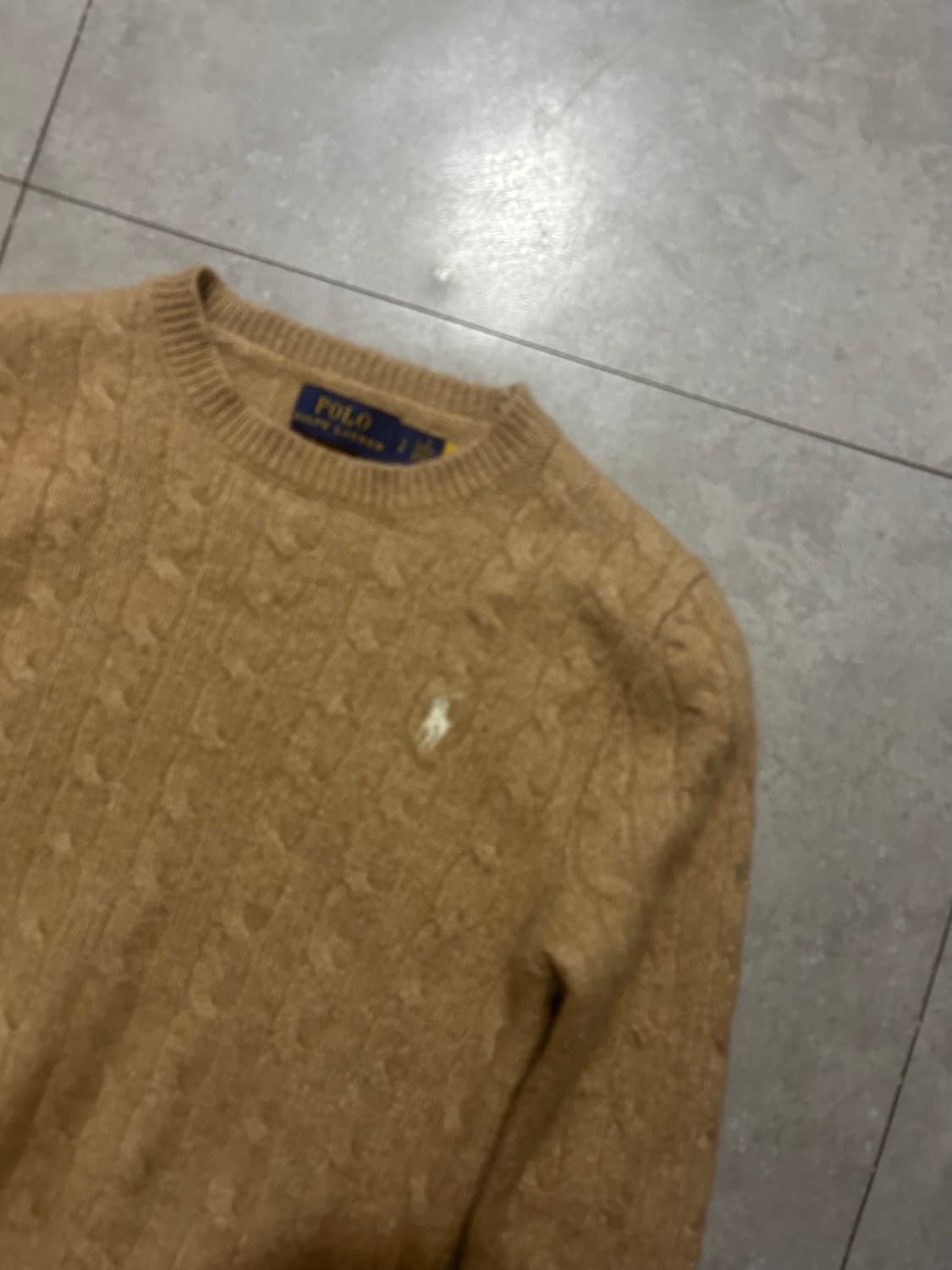 랄프로렌 폴로 베이지 컬러 램스울  빈티지 케이블 니트 44size   상품이미지10