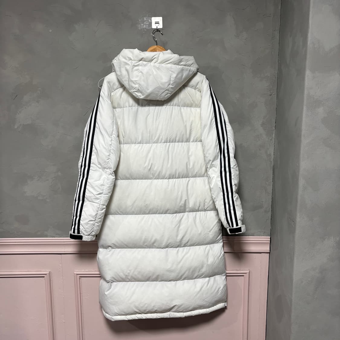 아디다스 삼선 덕다운 롱패딩 화이트 상품이미지6