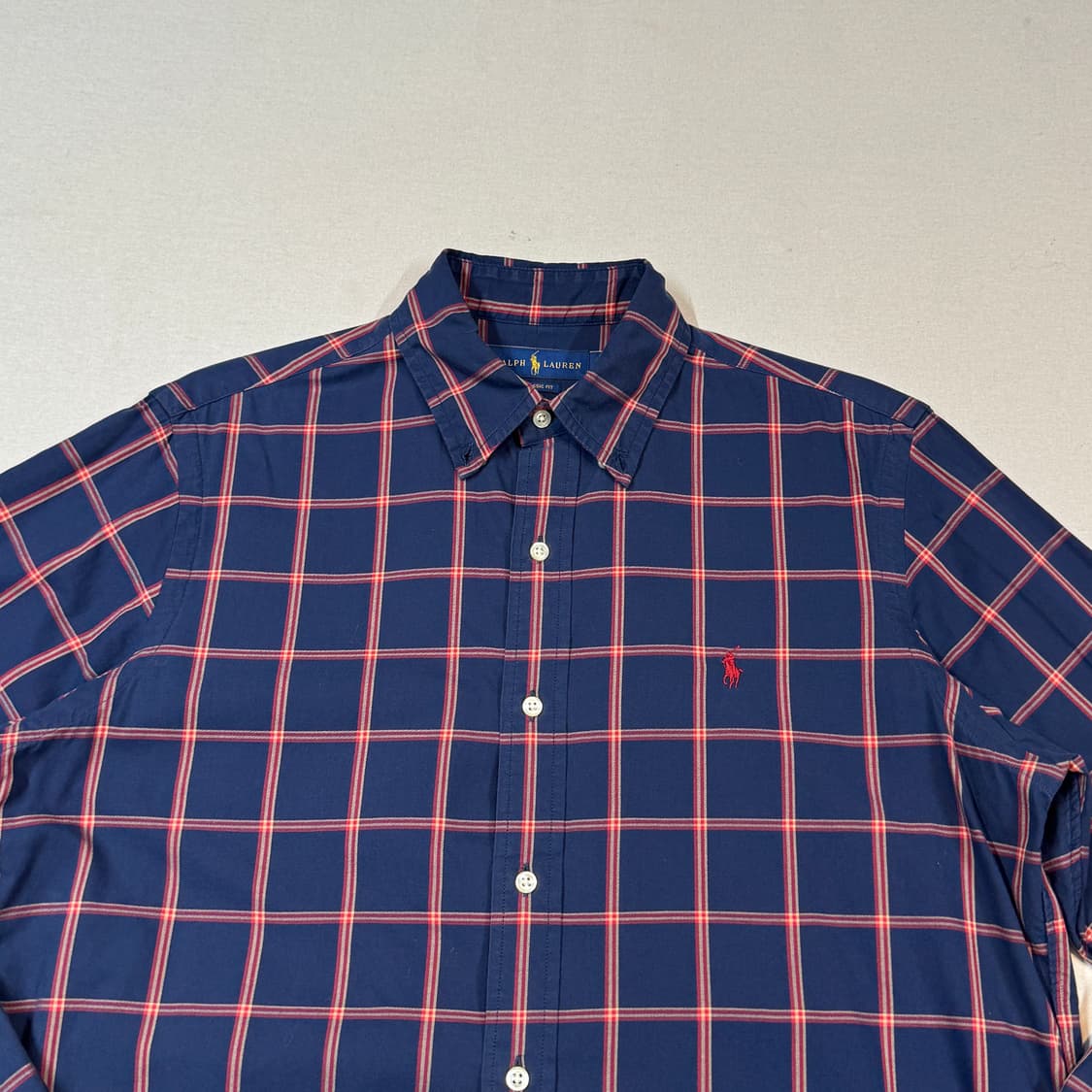 M) 폴로 랄프로렌 클래식핏 옥스포드 체크 셔츠 큐알탭 신형 상품이미지3