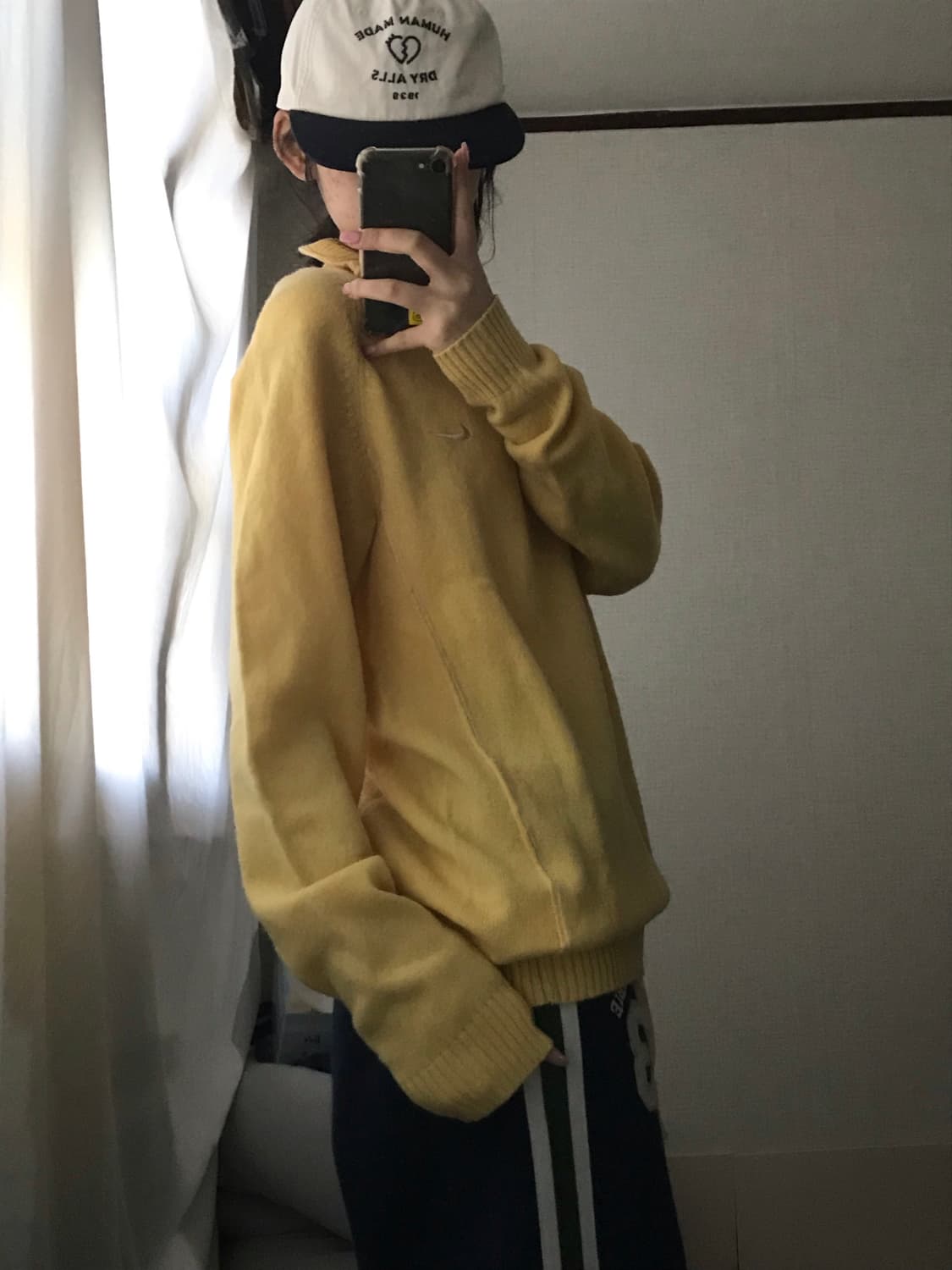 나이키 연노랑 니트 반집업 상품이미지3