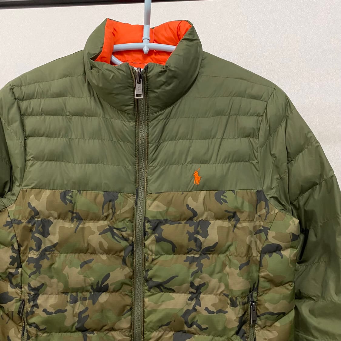 폴로 랄프로렌 신형 카모 오렌지 리버시블 경량 패딩 상품이미지5