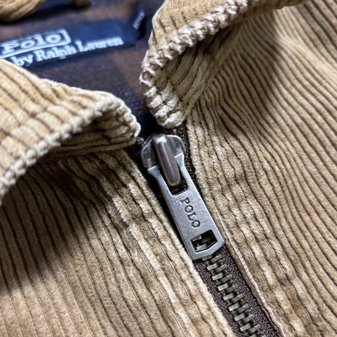 90s 두산 폴로 베이지 코듀로이 골덴 블루종 자켓 L 상품이미지3