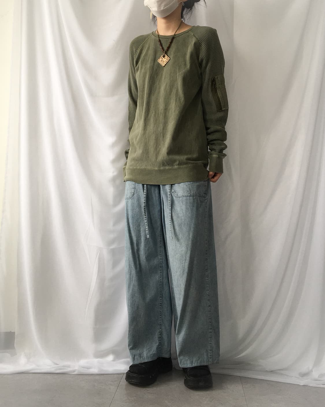 Washing waffle layered sleeve 상품이미지6