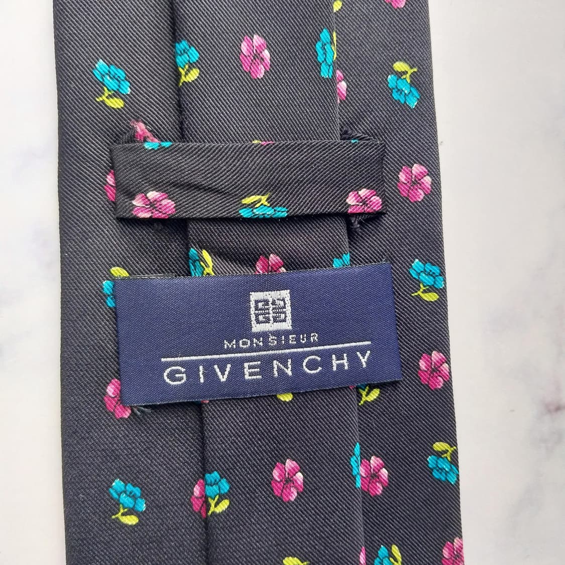 지방시 넥타이 블랙 플라워 모티브 9.6cm A+등급 K2201 상품이미지9