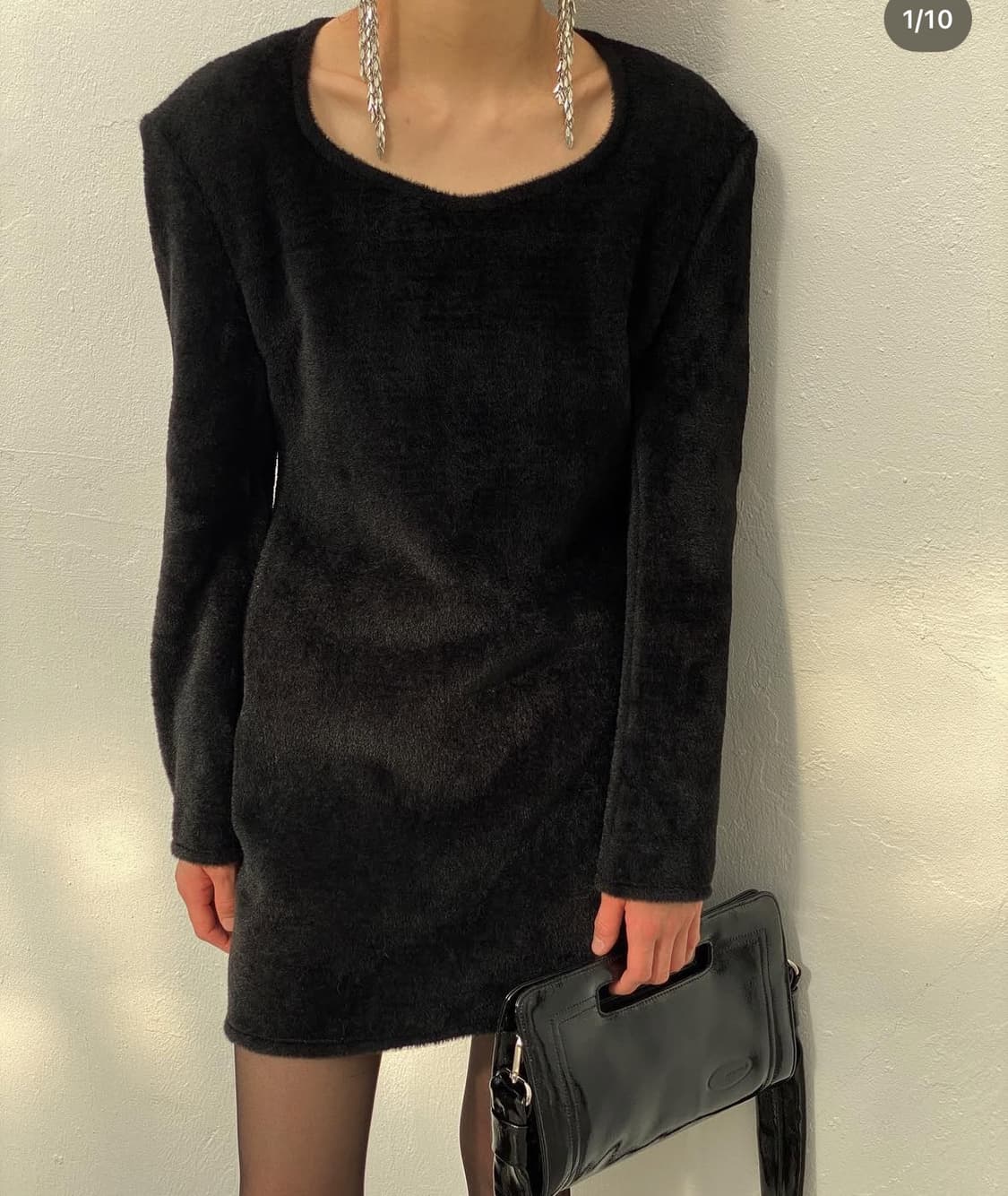 스윗하트넥 DB 미니 드레스 - 블랙xs 상품이미지1