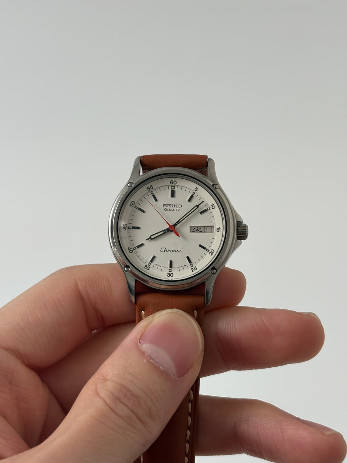 1980s Chronos White Dial Silver Quartz 상품이미지3