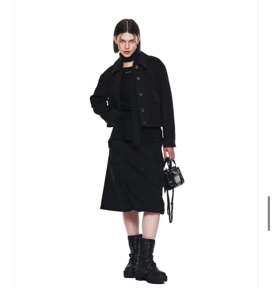 마뗑킴 KNIT MIXED TRUKER JACKET BLACK 상품이미지3
