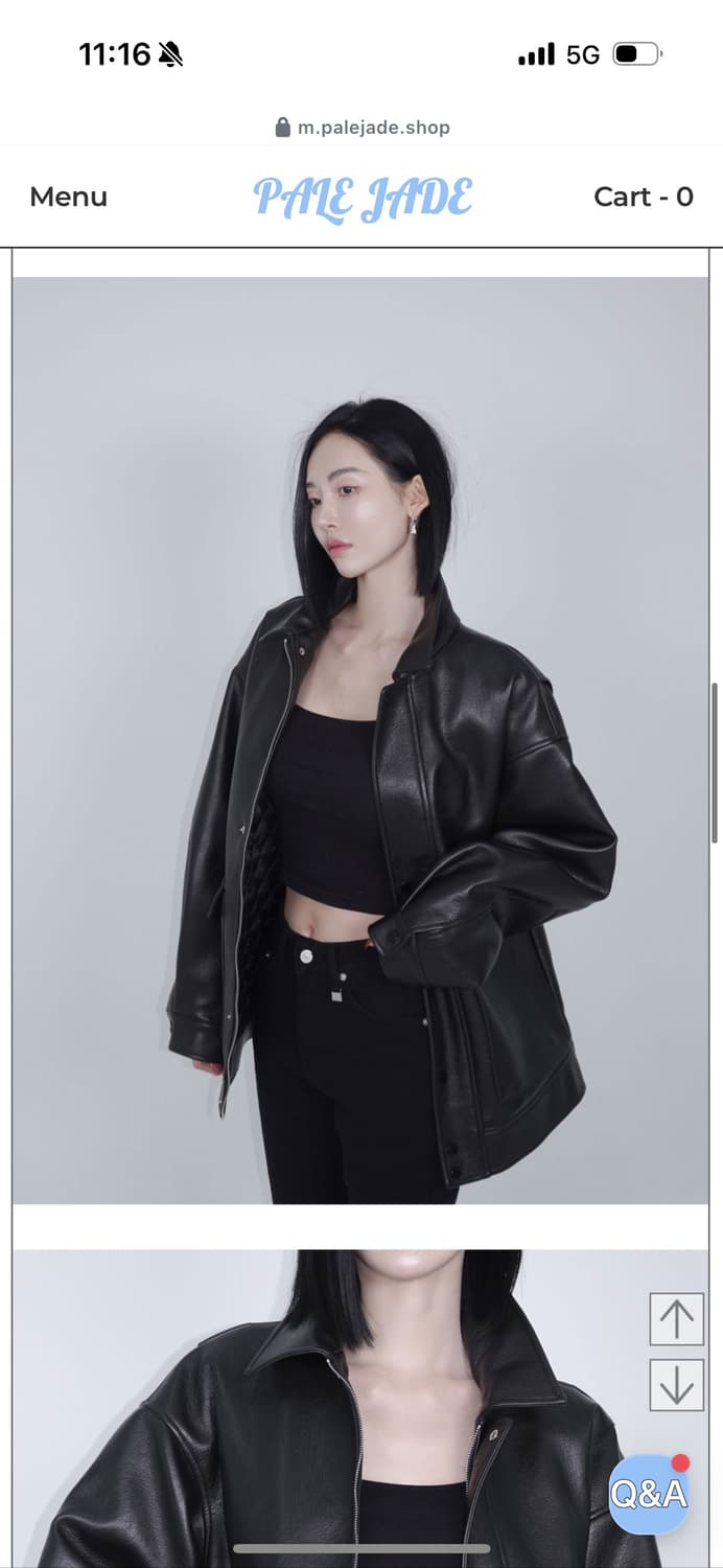 페일제이드 Leather Padded Jacket 블랙 상품이미지2