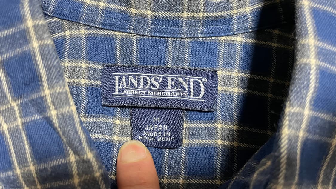 JPN 90s 일본 빈티지 Y2K 아메카지 랜즈엔드 네이비 체크 셔츠 M 상품이미지8
