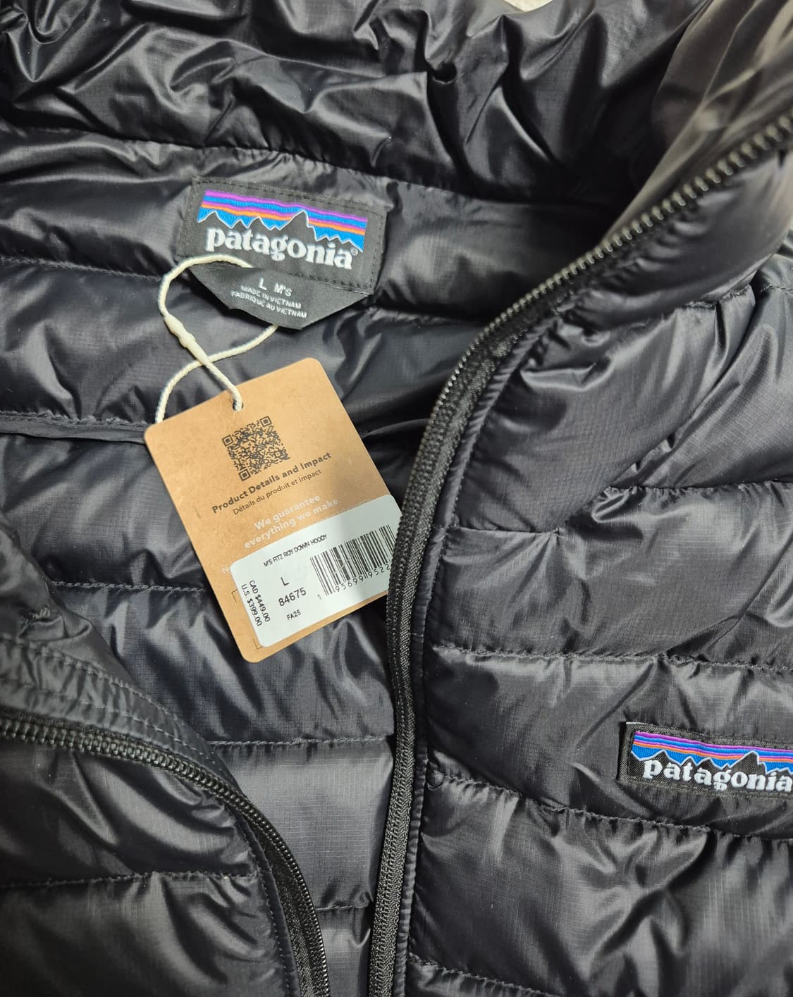 파타고니아 다운스웨터 경량패딩 블랙 L 상품이미지3