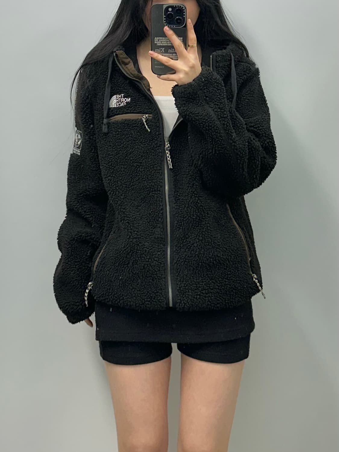 노스페이스 블랙 뽀글이 쉐르파 후드집업 상품이미지1