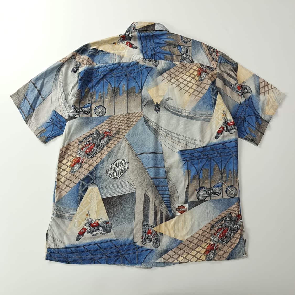 CK233 M 할리데이비슨x토리리처드 90s 미국판 비스코스 알로하 셔 상품이미지6