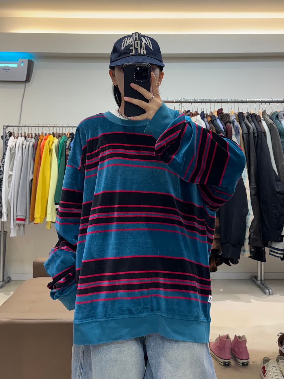 오베이 스트라이프 벨벳 롱슬리브 상품이미지5