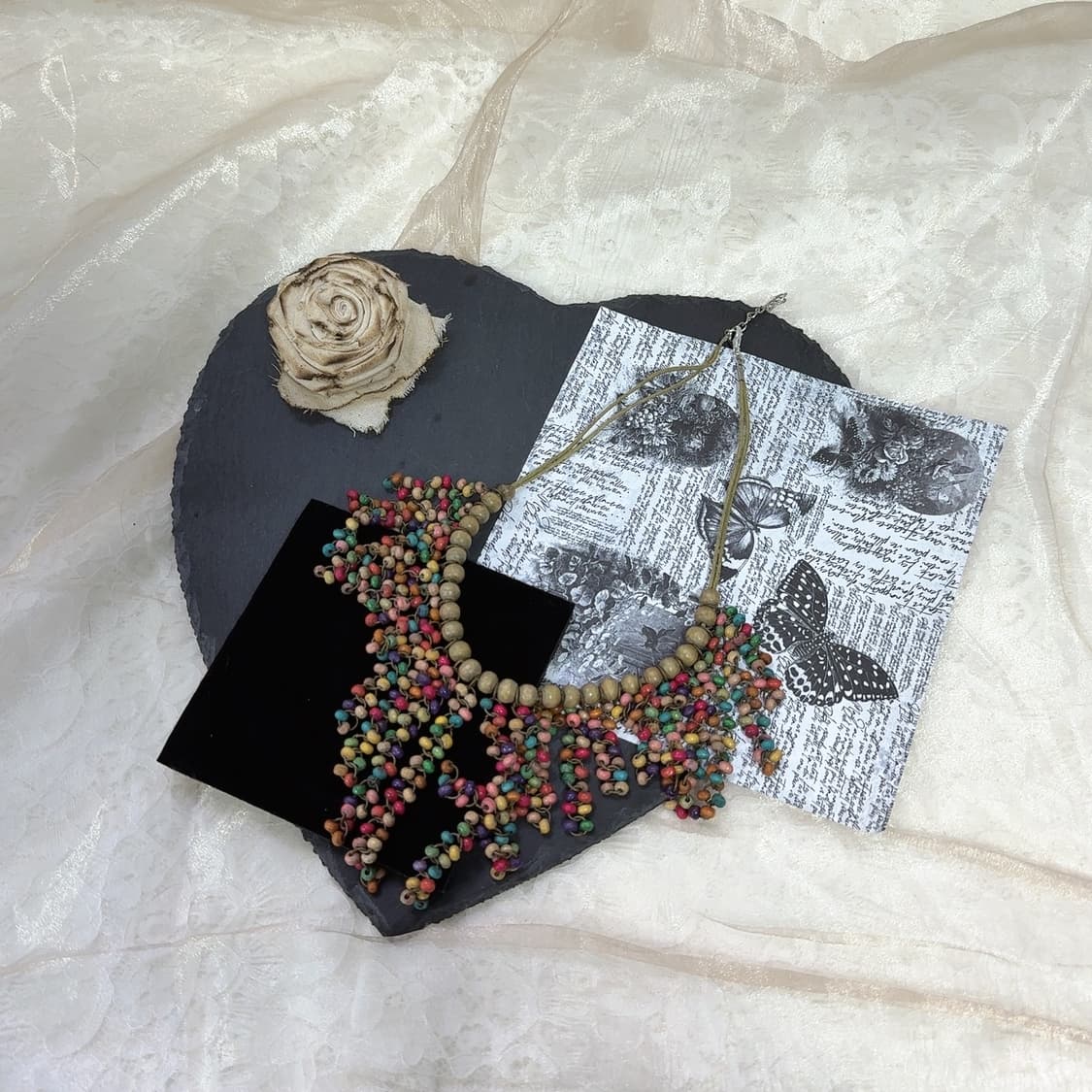 빈티지 컬러톤 우드 태슬 목걸이 상품이미지2